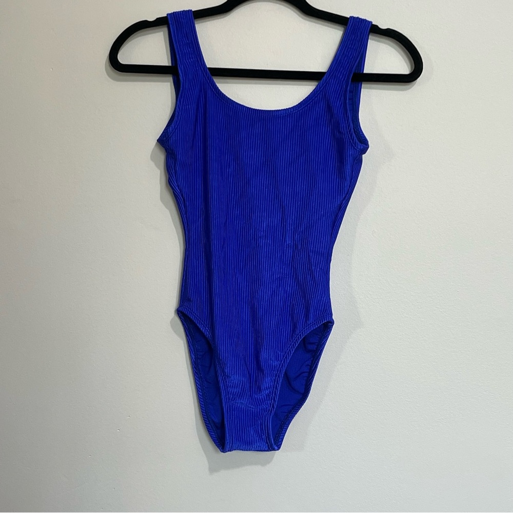 Vintage 80s/90s Catalina Royal Blue Textured Ribbed One Piece Swimsuit - Size 8
